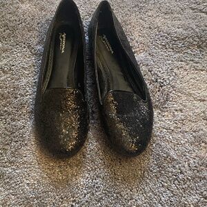 Black Glitter Flats